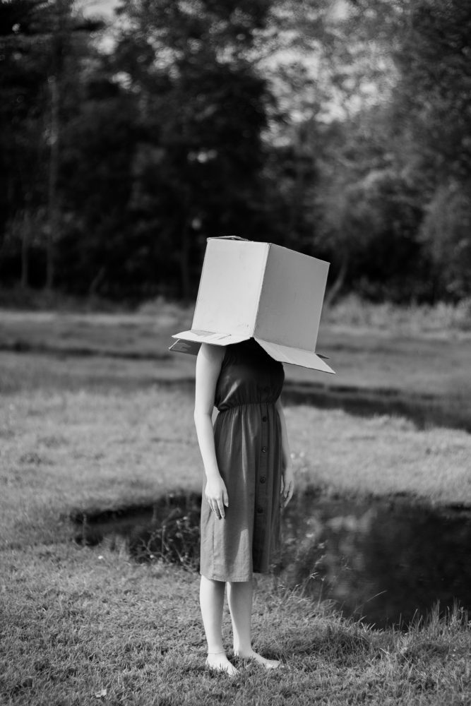 https://www.pexels.com/photo/faceless-woman-with-cardboard-box-on-head-against-pond-6505027/